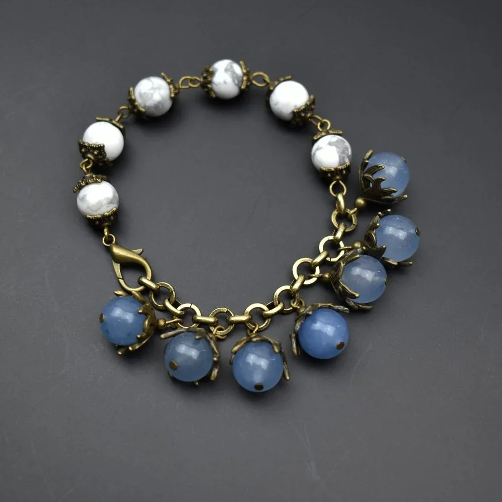 Multi stone bracelet boho, unusual handmade jewelry